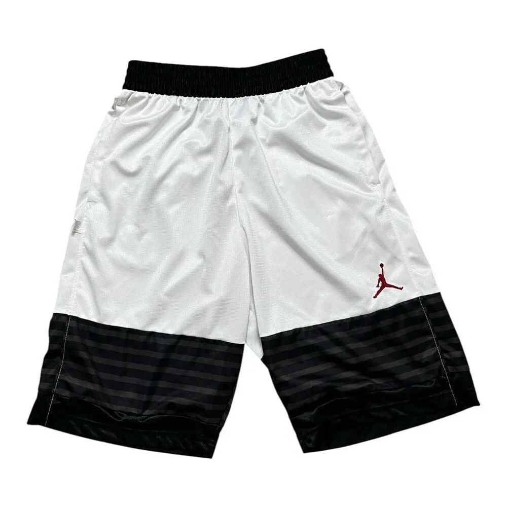 Air Jordan Black & White Basketball Shorts Men Small Jumpman Drawstring Athletic